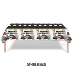 Race Car Theme Tablecloths Black White Checkered Rectangular Plastic Table Cover Racing Car Birthday Party Decorations Supplies