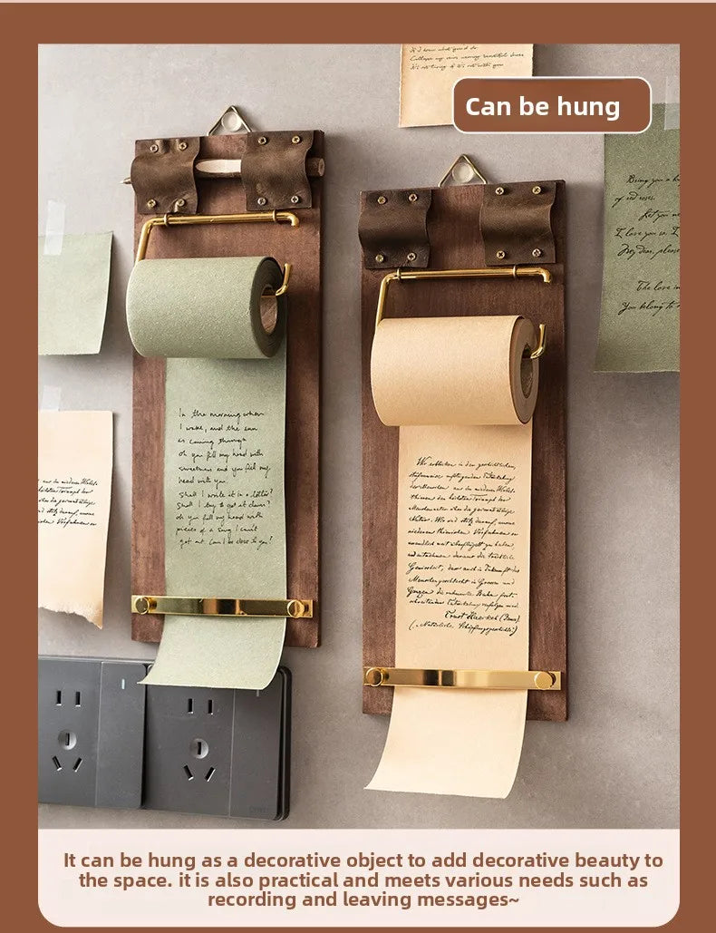 Vintage Sticky Note Clip Hanging Roll Paper Sticky Note No Sticky Ins Wind Board Note Blank Notepad Message Pad