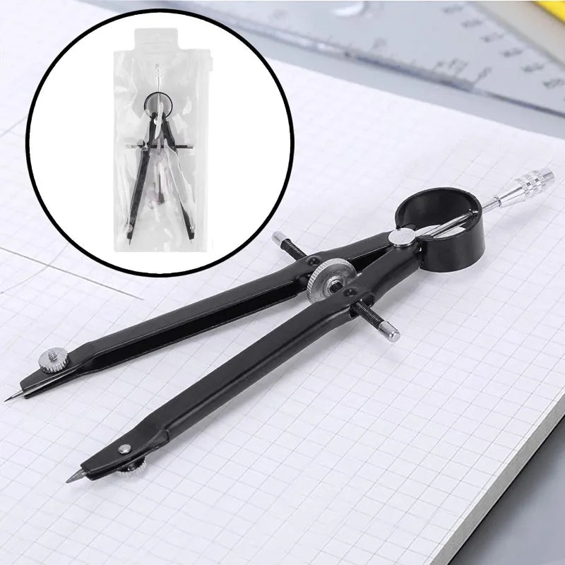 Compass Geometry Set with Lock, Professional Compass,for Solid and Plane Precis Math and Precision Compass, Metal and Durable