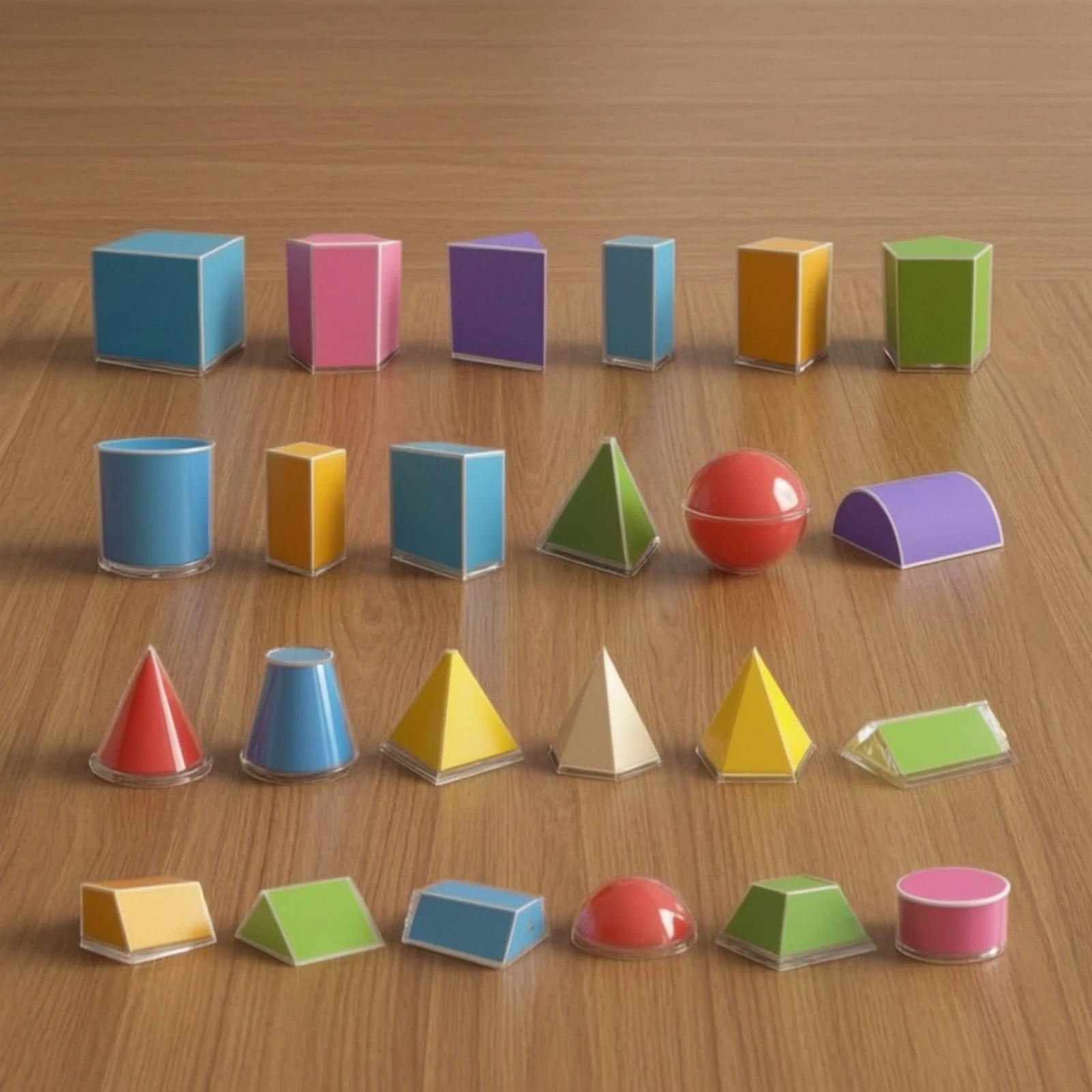 24 Pieces Geometry Teaching Model Kit Transparent Geometric Shapes with Storage Box Geometry Manipulatives Clear for Teachers