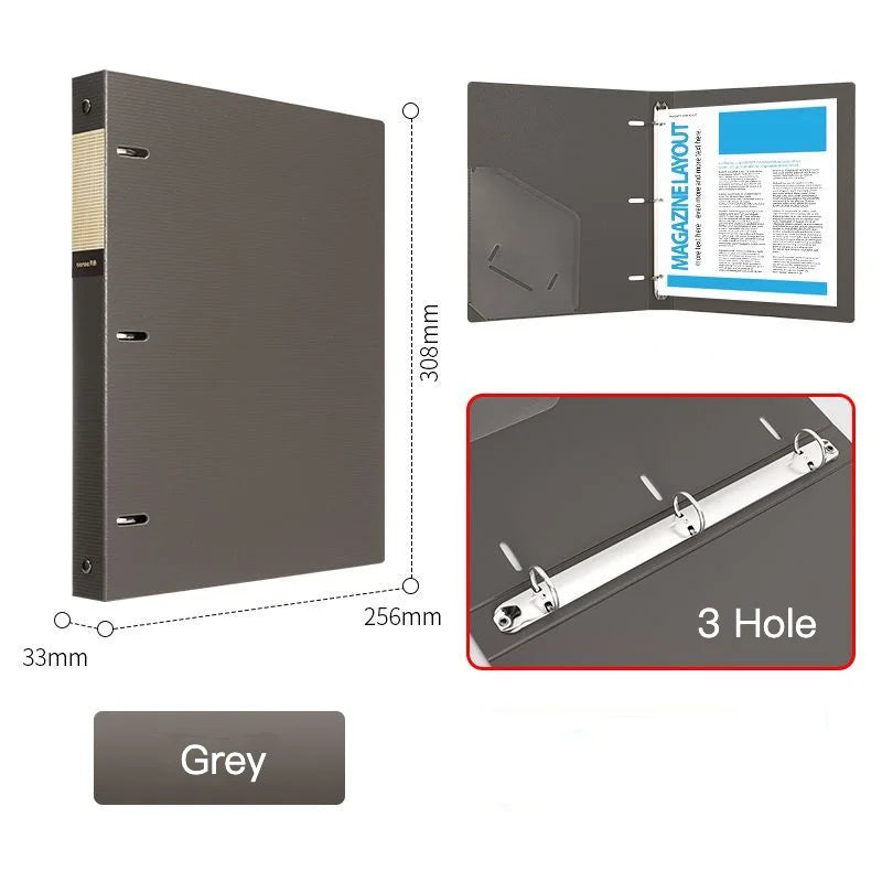 3 Hole Ring Binders File Folder Loose-leaf Binder Morandi Color Waterproof Document A4 Paper Storage
