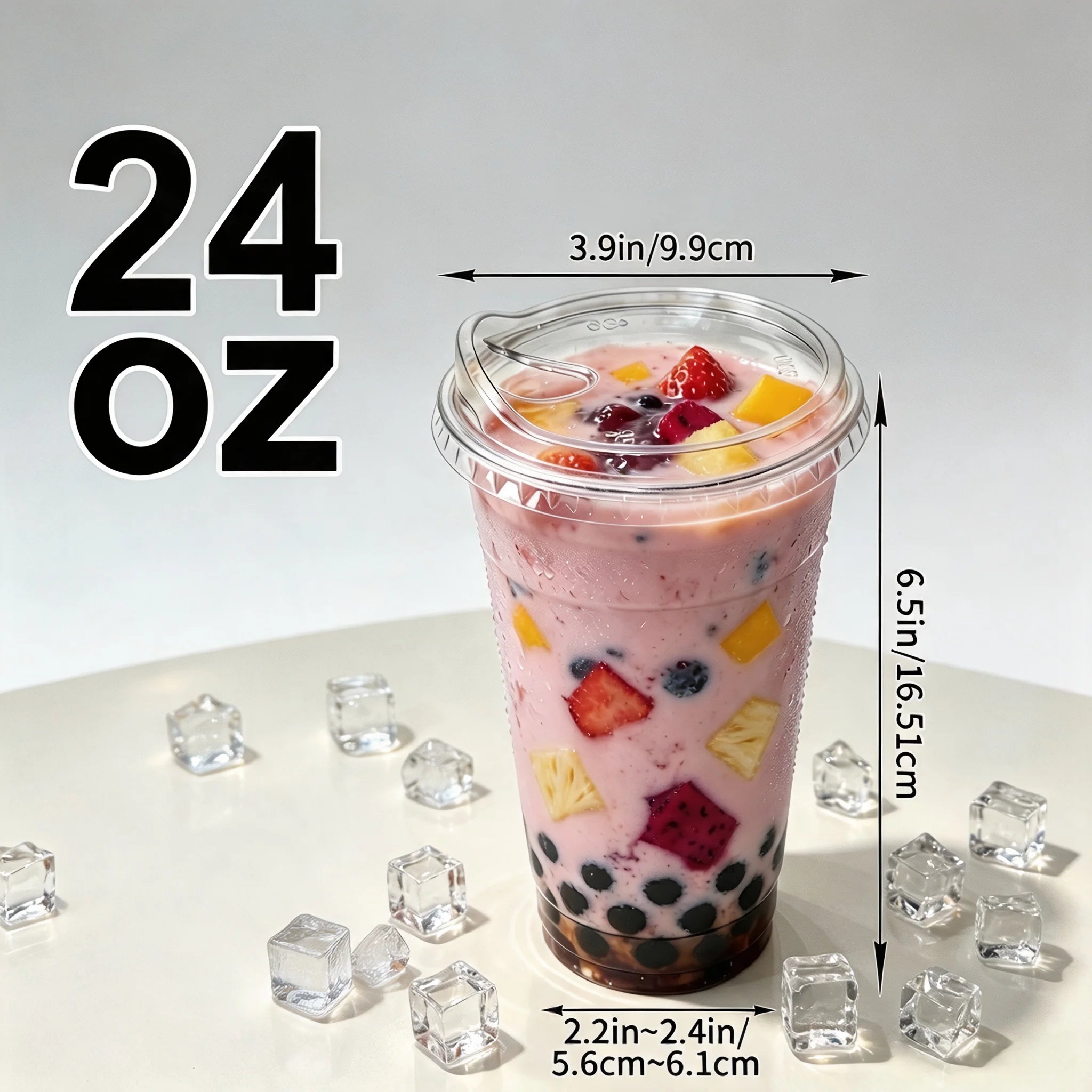 100 Sets Clear PET Reusable Cold Drink Cups With Straight Sip Lids, 12/16/20/24 Oz Freezer Safe Washable Plastic Cups Only For Cold Beverages, Ideal For Iced Coffee, Smoothies, Holiday Parties, Picnics, Family Gatherings And