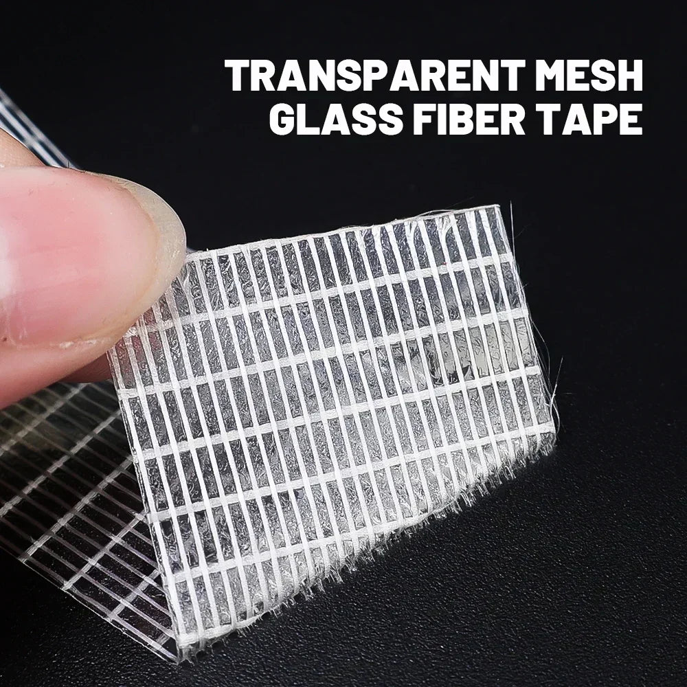 20M/Roll Adhesive Fiberglass Mesh Tape Transparent Waterproof Single Side Grid Tapes Heavy Duty Strapping Packing Fixed Tape