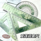 4PCS Ruler Set Drawing Ruler Measurement Geometry Triangle Ruler Straightedge Protractor School&Office Stationery
