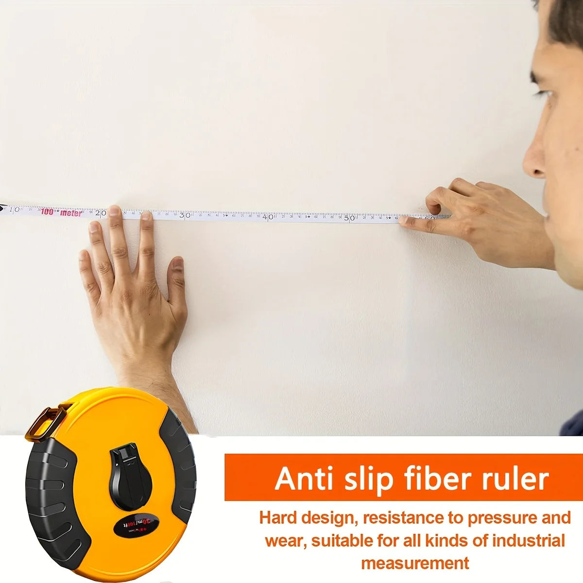 Tape Measure 164feet/50m 33feet/10m Self Adjusting End Hook Dual Sided Fiberglass Tape Measure for Engineer, Yard and Field, M