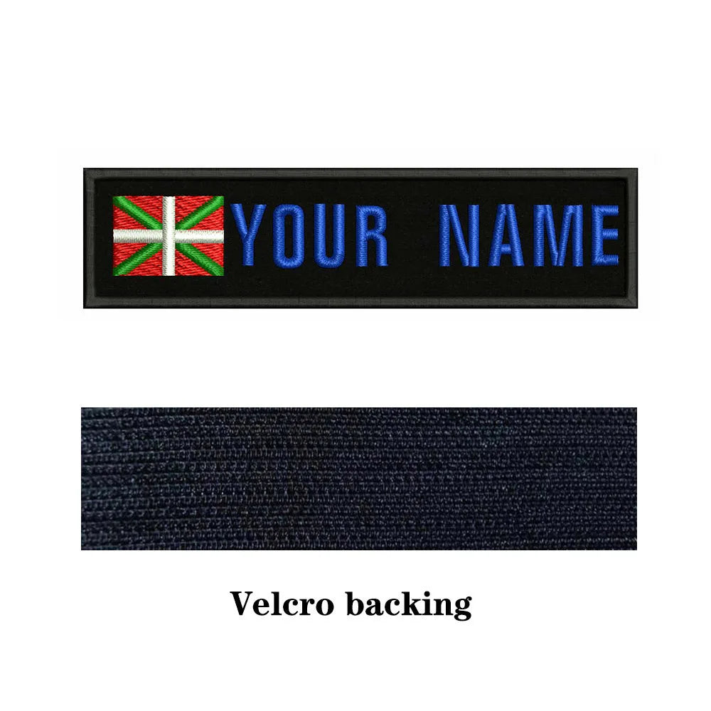 Basque Flag 10X2.5cm Embroidery Custom Name Text Patch Stripes Badge Iron On Or  Patches