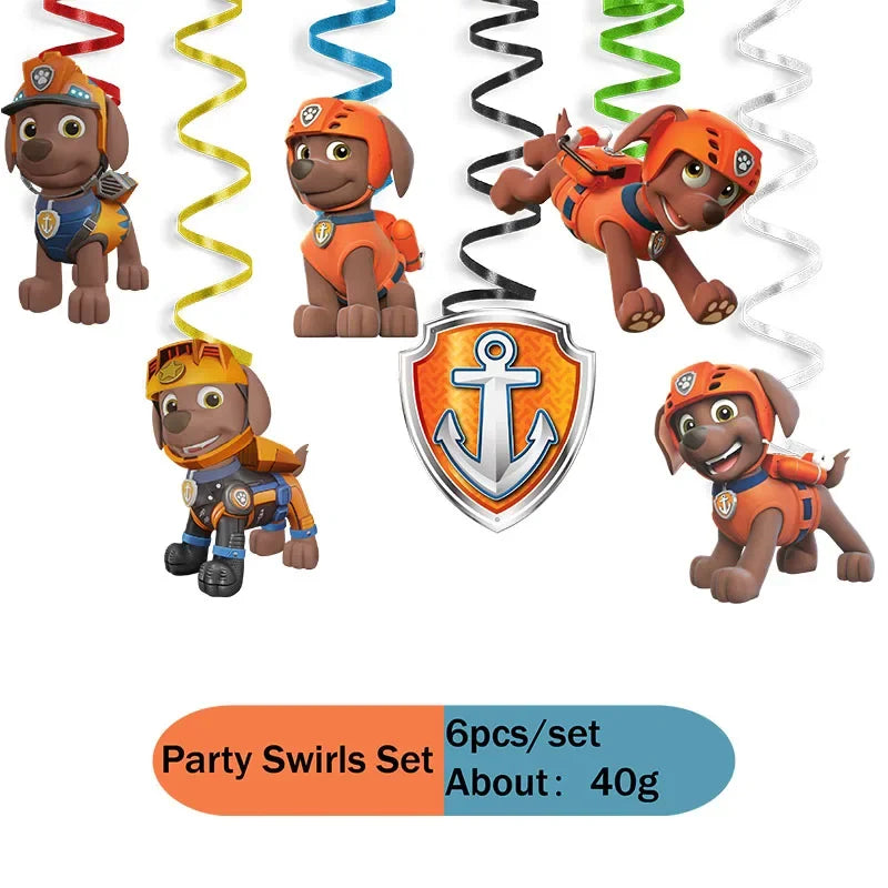 Zuma Paw Patrol Orange Birthday Decorations Cartoon Theme Kid Baby Shower Party Banner Balloon Plate Tablecloth Supplie Toy Gift