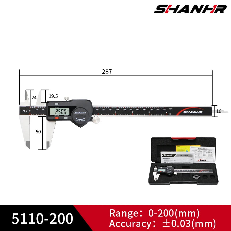SHANHR 150/200/300 mm Digital Electronic Caliper Ruler IP54 Digital Vernier Caliper Digital Caliper Stainless Steel Calipers