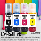 104 Premium Color Compatible Bulk Bottle Water Based Refill Ink For Epson ECOTANK ET-2821 ET-2825 ET-2826 ET-2830 Printer
