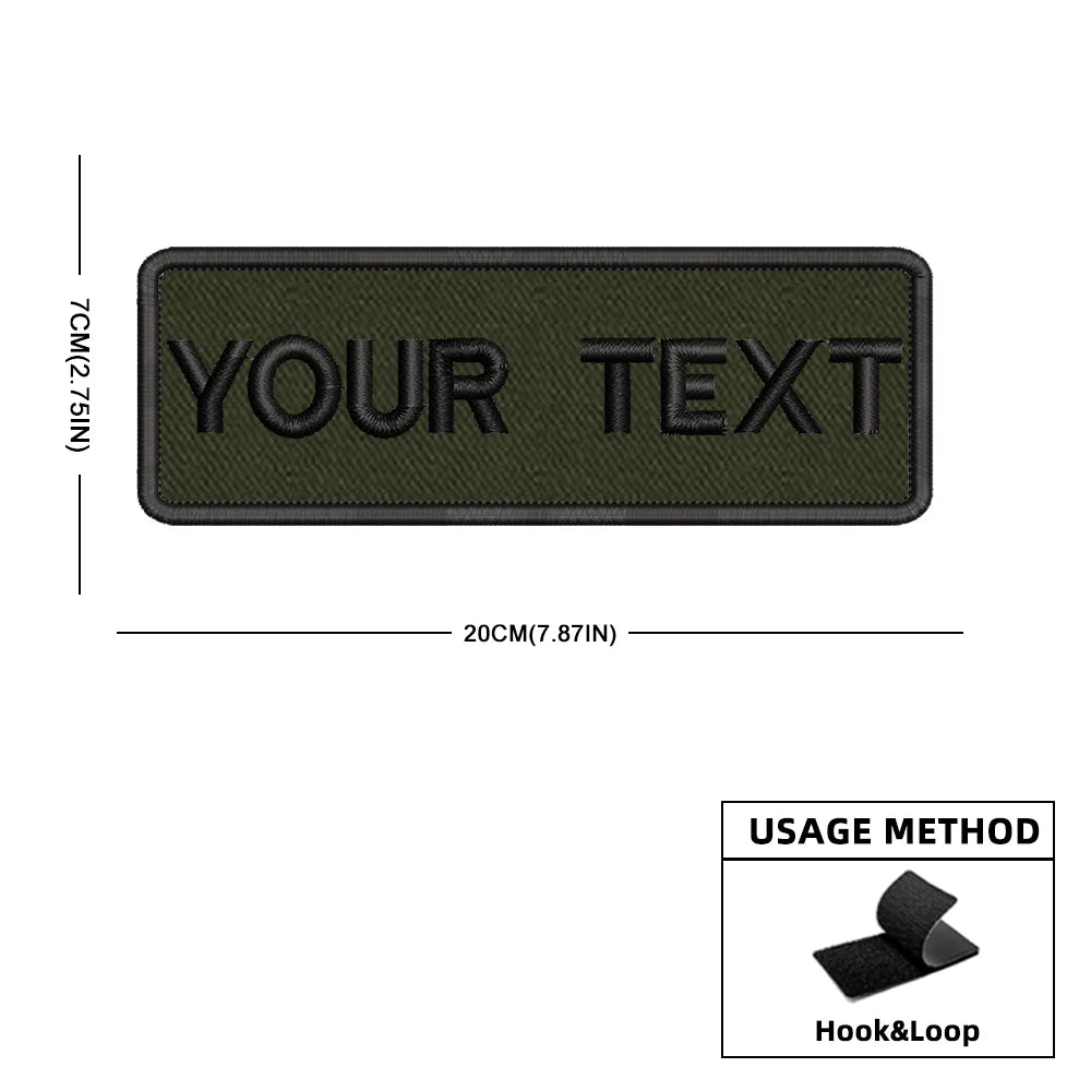 Custom Personalized Name Number Patch Stripes Badge Tags Different Sizes Iron On Or Hook Loop Embroidered Military Green Patches