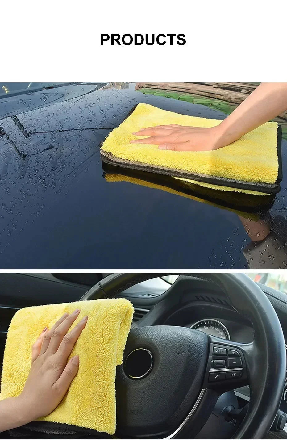 Car Microfiber Cleaning Towels Thicken Double Layer Soft Drying Cloth Towel Car Care Detailing Towel Wash Rags