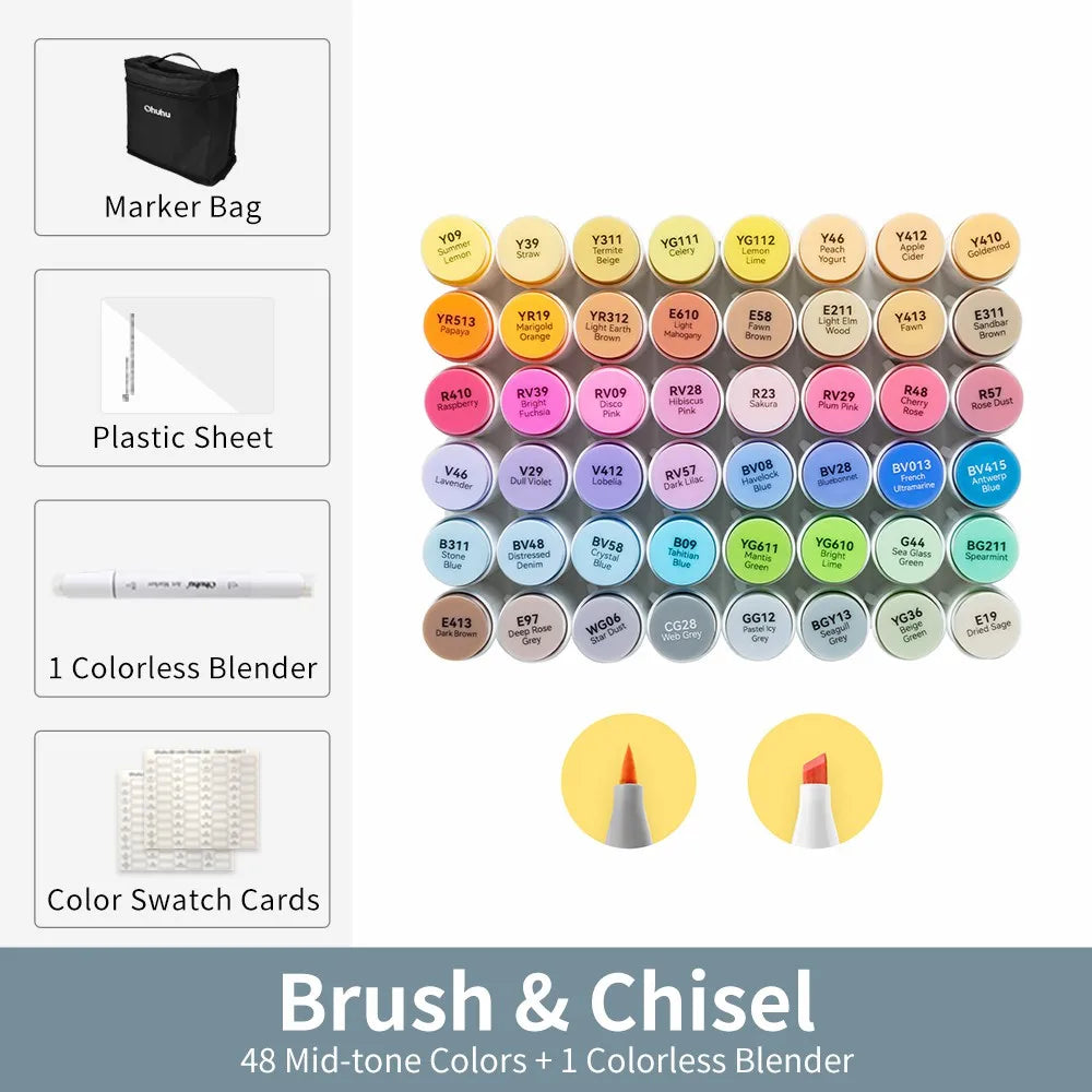 Ohuhu Honolulu Marker Pen Set Color Markers Alcohol Art Markers Refillable Dual Tips Sketching Drawing Manga School Art Supplies