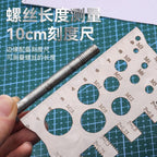Stainless Steel Double-Sided Engraved Screw Gauge - Length Diameter Pitch Thread Measuring Caliper Tool