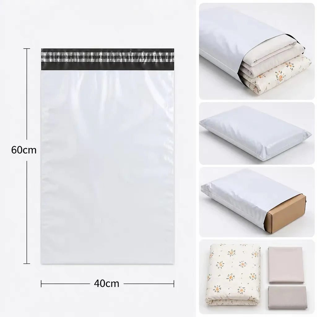 50Pcs White Courier Mailer Bags Packaging Poly Package Plastic Self-Adhesive Mailing Express Bag Envelope Postal Pouch Mailing