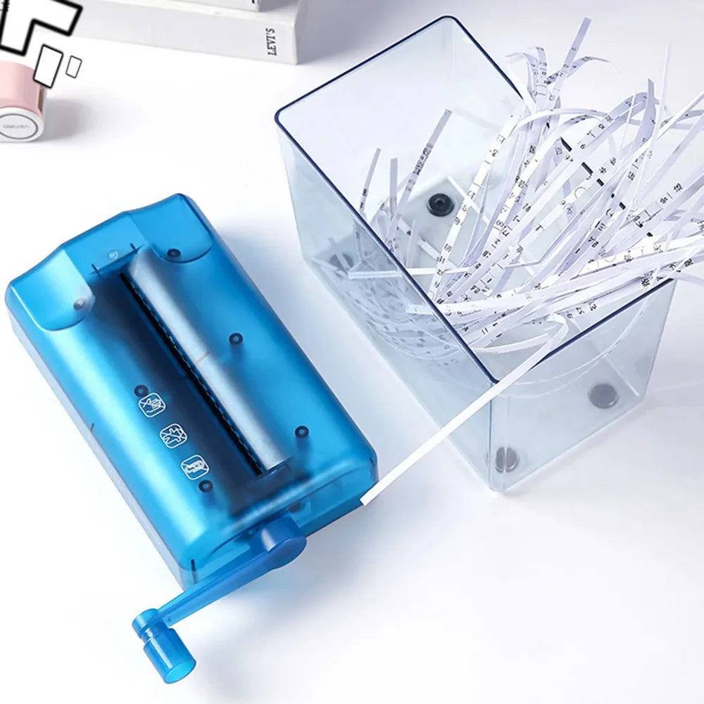 Professional Mini Manual Paper Shredder Hand Crank Non-slip Base Paper Sharper ABS Transparent Document Destroyer Office