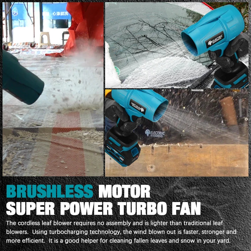 Electric Goddess Brushless Cordless Electric Air Blower Turbo Jet Fan Handheld Dust Blowing Tool For Makita 18V Battery Pin