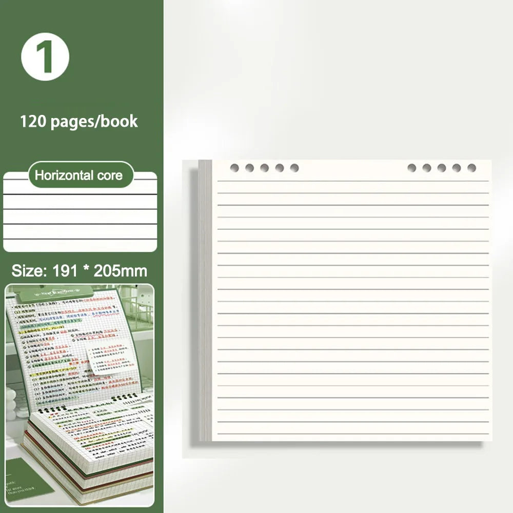 Multifunctional 120 Pages Loose-leaf Notebook Color Detachable Diary Book Grid Inner Pages Flip Up Hand Account Book Students