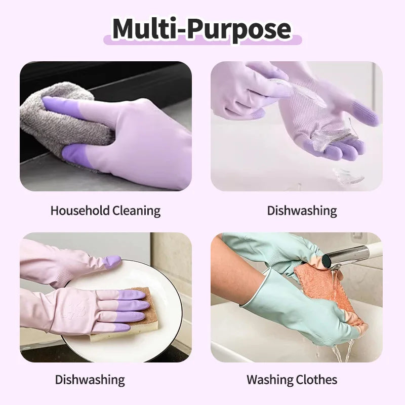 Latex Cleaning Gloves Non Slip Grip Waterproof Reusable for Dish Washing Kitchen Bathroom Household and Laundry Chores