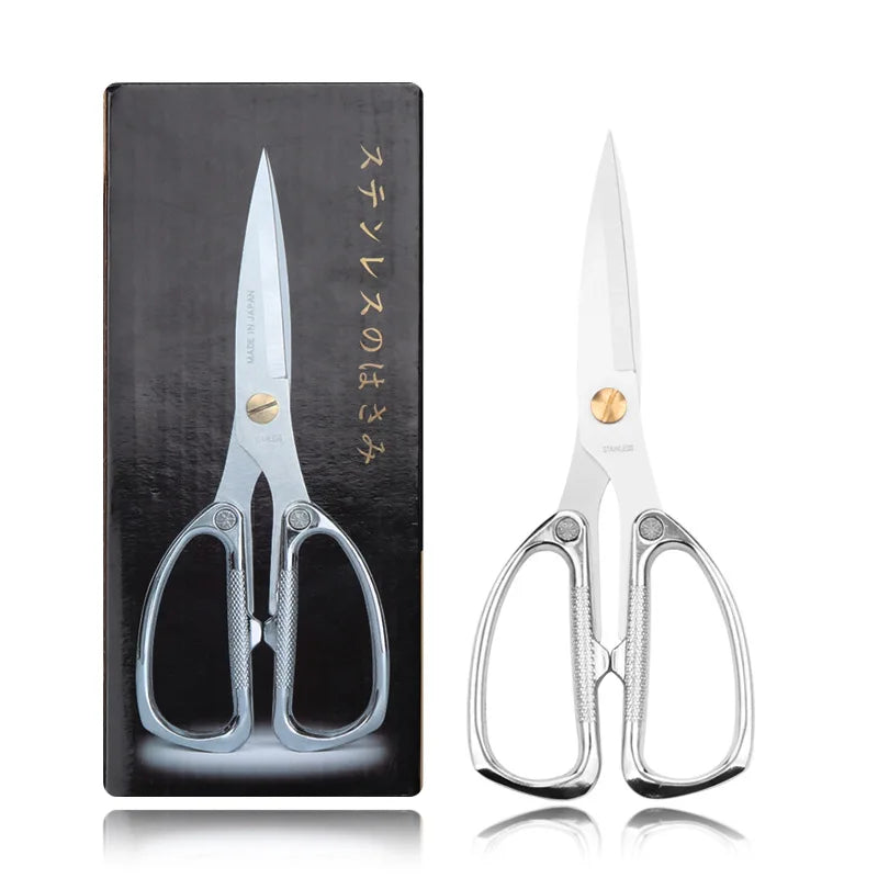 Multi-Purpose Diamond Pattern Stainless Steel Household Scissors Alloy Handle Powerful Shears for Home Craft Office Use