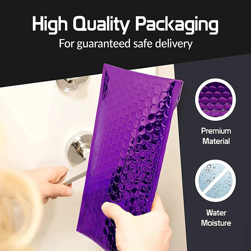 100pcs Small Business Supplies Purple Shipping Packaging Bubbles Bubble Padded Envelopes Bags to Pack Products Mailers Mailer