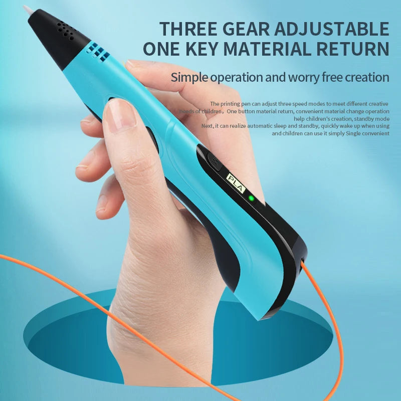 New 3D Pen 3D Printing Pen for Children 1.75mm PLA Filament DIY Drawing Birthday Christmas Gifts for Kids with Travel Case