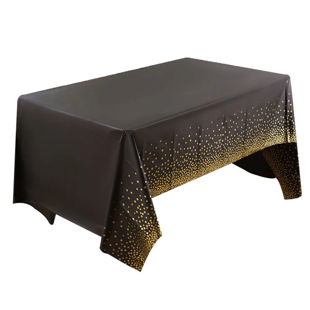 137X274Cm Dot Disposable Tablecloths Macaron Black Plastic Disposable Table Cover Wedding Birthday Party Disposable Tableware