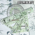 Cartoon 4pcs Ruler Set, Acrylic Straight Ruler Triangle Ruler Protractor, Cute Stationery Measuring Tools for Students