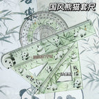 Cartoon 4pcs Ruler Set, Acrylic Straight Ruler Triangle Ruler Protractor, Cute Stationery Measuring Tools for Students