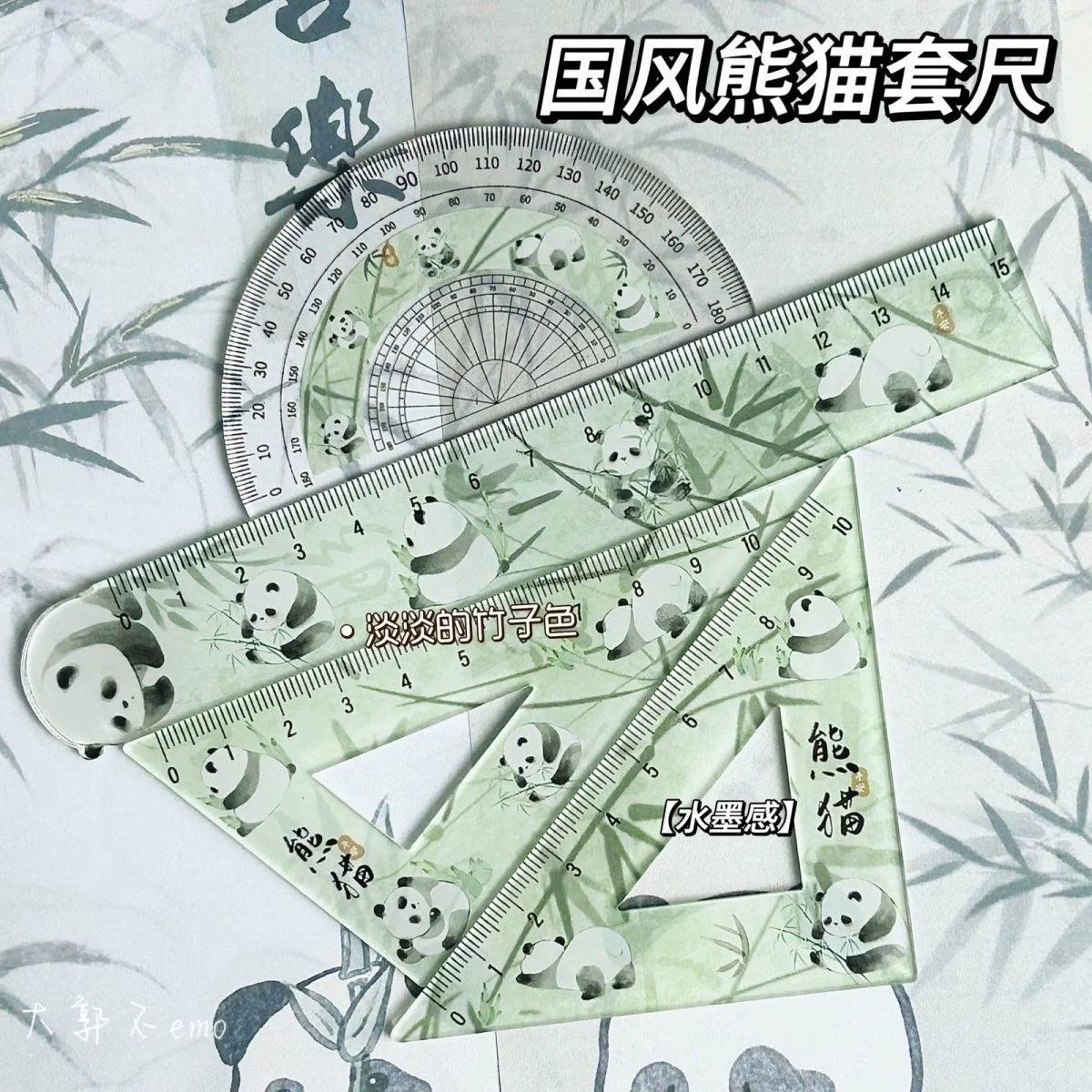Cartoon 4pcs Ruler Set, Acrylic Straight Ruler Triangle Ruler Protractor, Cute Stationery Measuring Tools for Students