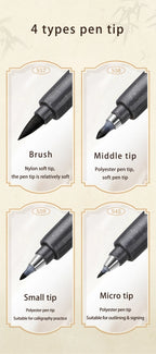 BAOKE 4-Size Calligraphy Pen Set for Writing, Drawing & Hand Lettering, Black Ink Brush Markers for Art, Calligraphy, Sketching