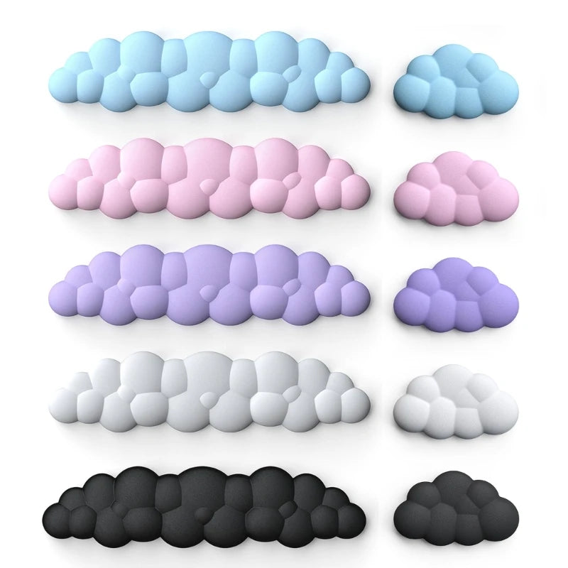 Cloud Shape Wrist Rest Pad Soft  PU Material Anti-Slip Rubber Base Memory Foam for 100 Keys 87 Keys 68keys Keyboard Mousepad