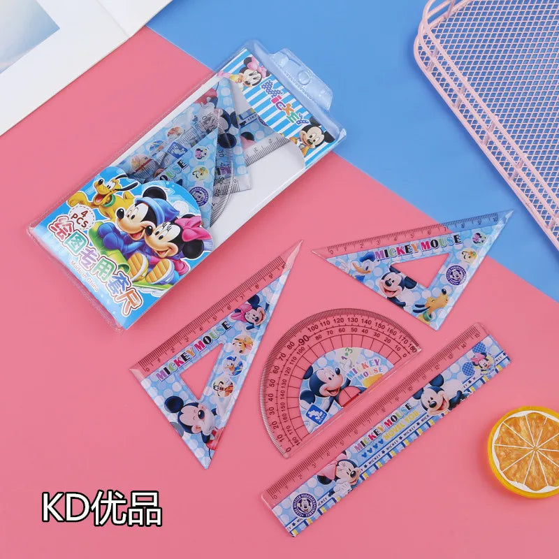 Disney Princess Ruler Set, Animated Merchandise with Cartoon Printed Transparent Acrylic Student Ruler Kit