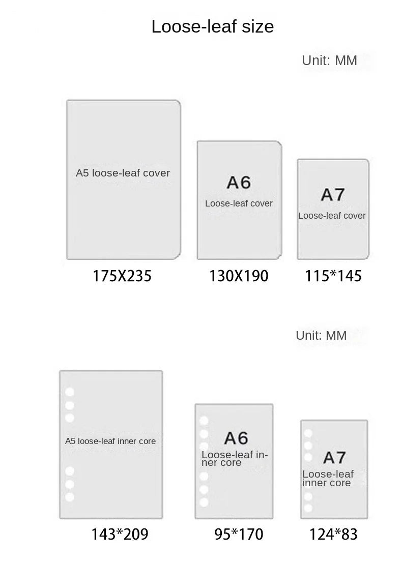 A6 A5 Loose Leaf Notebook Refill Spiral Binder Inner Page Line Dot Grid Inside Paper Stationery