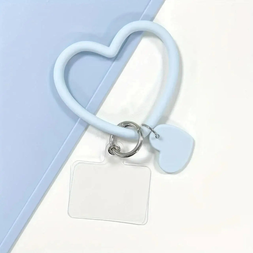 1Pc Silicone Heart Loop Cell Phone Hand XYu Wrist Strap With Key Chain Holder - Universal Mobile Straps For All Smartphones
