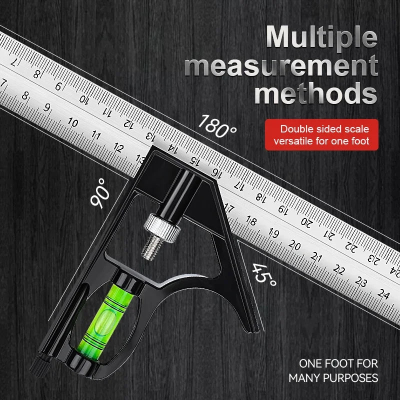 300mm Multi Functional Combination Adjustable Right Angle Ruler and Protractor Movable Measuring Tool Measuring Instrument