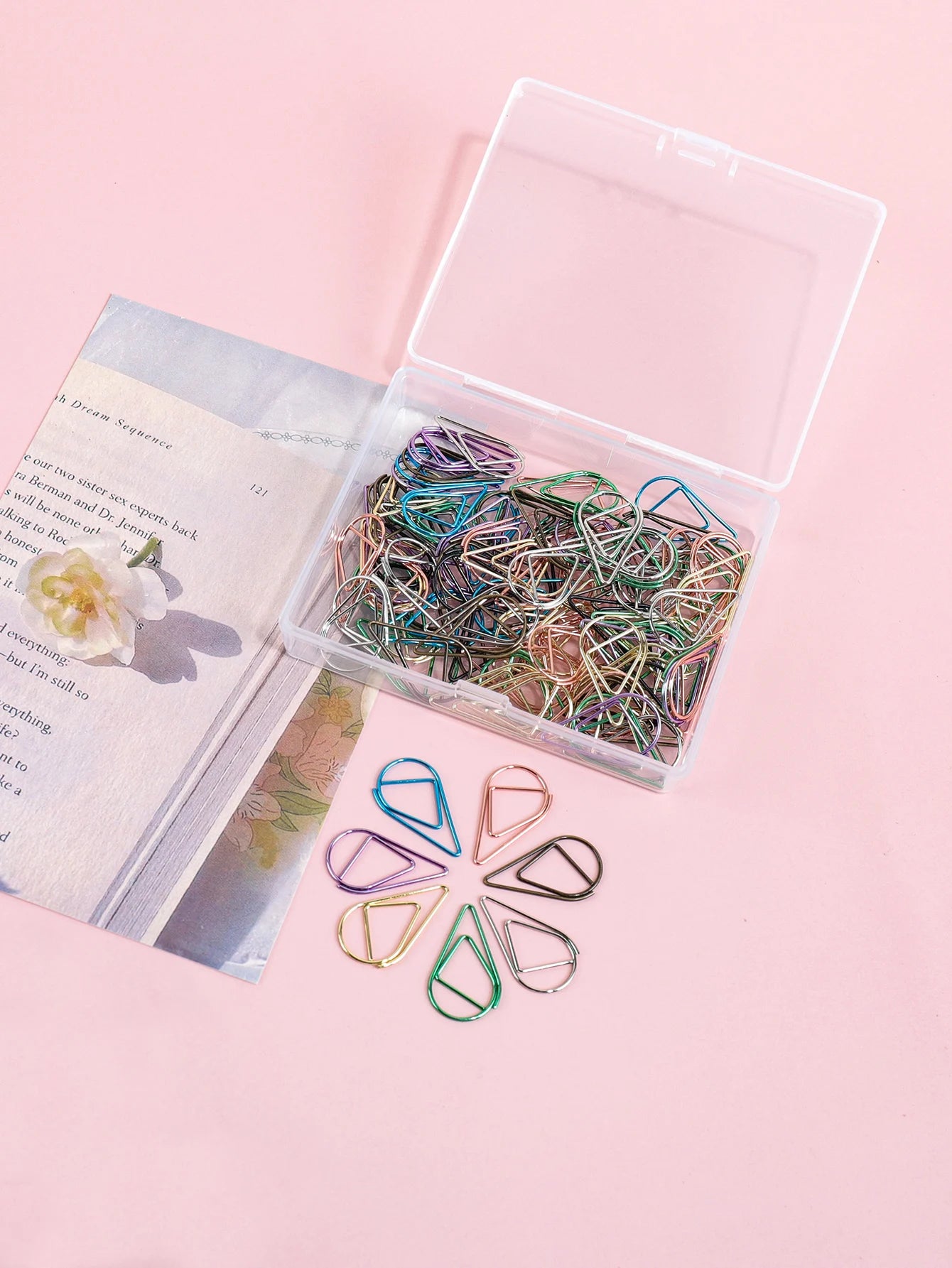 100 Heart-Shaped Metal Colorful Paper Clips, Note Card Bookmark Clips, Creative Office Supplies, Stationery Gifts for Friends