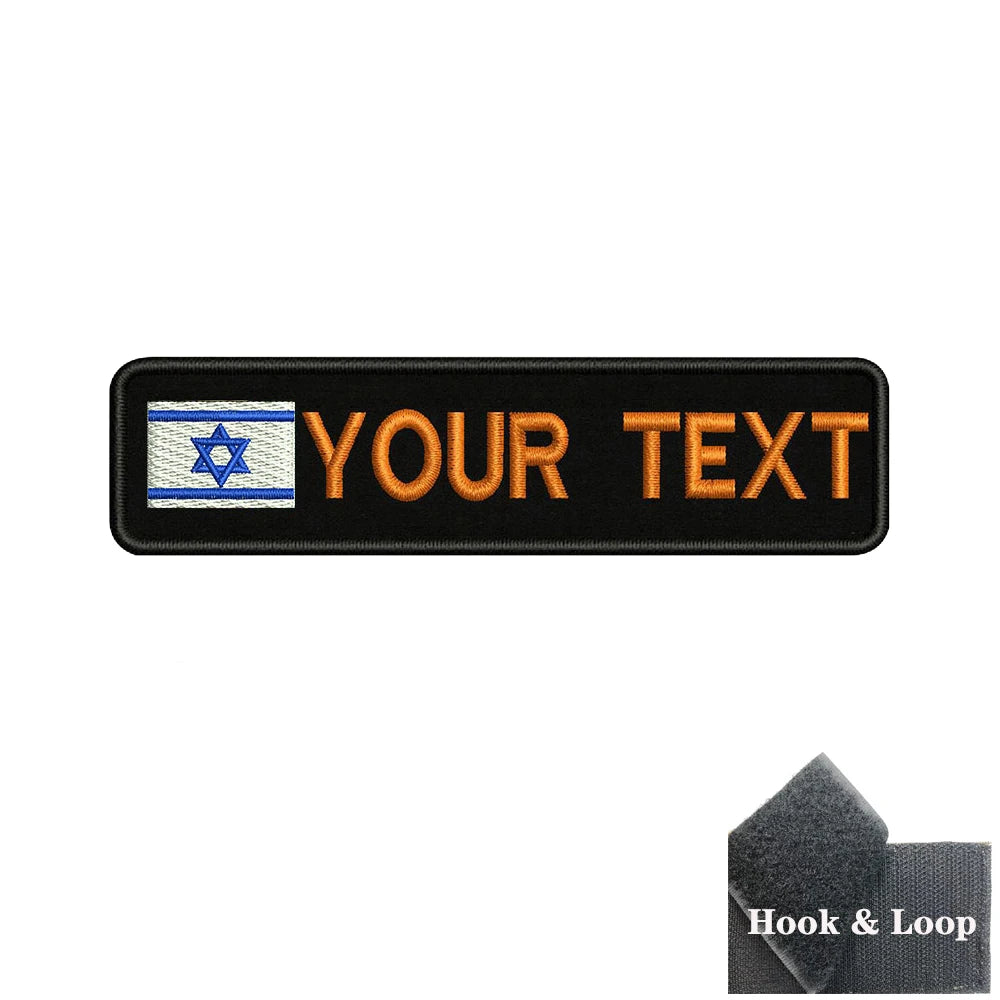 1PC 10cmx2.5cm Israel Flag Custom Personalized Name number Patch Stripes Badge tags Armband Iron On Or Hook Loop embroidered