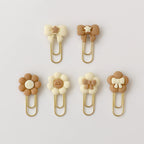 5PCS flower Paper Clips cream Bookmarks Planner Clips for Fun Office Supplies School Gifts