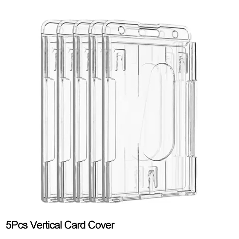 Transparent Double Cards Slots ID Tag Badge Holder with Badge Reel 2 Cards Storage Organizer Employee Pass Work Card Case Sleeve