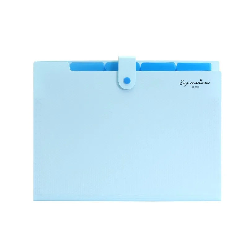 5 Pocket Plastic Pouch with Snap Button Accordion Folder File Organization A4 Size Document Folders WJJ06
