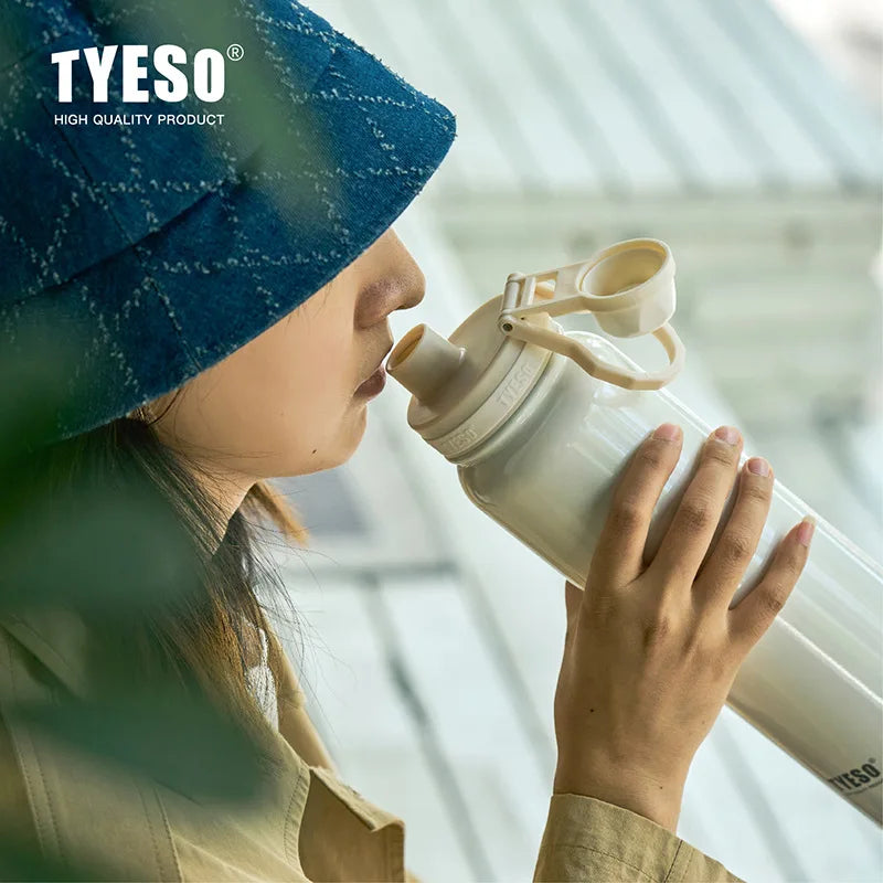 TYESO Thermos Bottle Car Insulated Flask Water Tumbler for Outdoor Sports Travel Vacuum Flasks Stainless Steel Thermal Cup