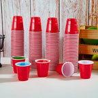 2 oz Plastic Shot Glasses, Red Disposable Shot Cups, Mini Red Shot Cups, 60ml Party Cups for Christmas Party