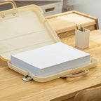 Portable A4 Plastic Document Storage Case with Handle, Waterproof Handheld File Organizer Bag for Office Travel Paper Stationery