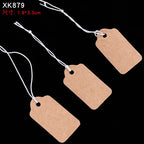 100pcs Jewelry and Jewelry Small Tags DIY Blank Hanging Rope Small Hang Tags Cowhide Elastic Thread Hanging Tags Price Tag