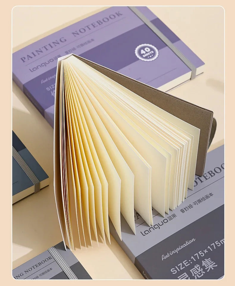 40sheet Tearable Drawing Notebook Sketchbook Handbook 250gsm Paper Mini Book for Watercolor Acrylic Marker Pen Gouache
