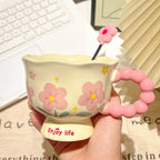 Girls Birthday Gift Souvenir Coffee Cup Mugs Coffee Cups Creative Flower Mug Household Ceramic Cup High Value Water Cup