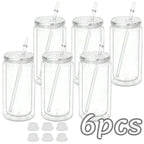 16OZ DIY Snowglobe Tumbler with Pre Drilled Hole Reusable Plastic Water Bottles Break-Resistant Mason Jar Cups for Holiday Gifts