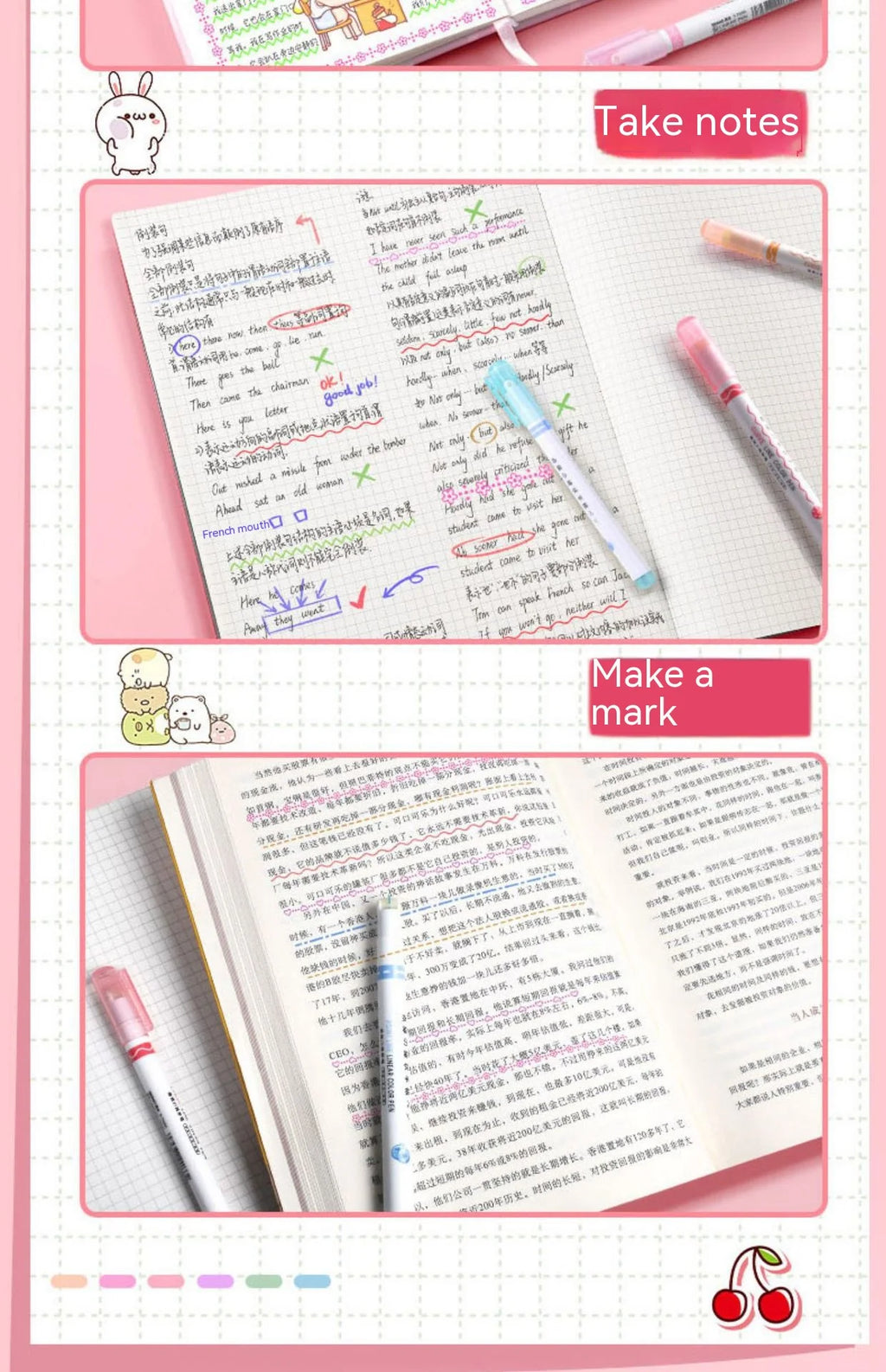 Kawaii Flowers Line Shaped Highlighter Pens, Roller Tip, Curve Liner, Marker for Writing, Journaling,Drawing Stationery, 6Pc Set