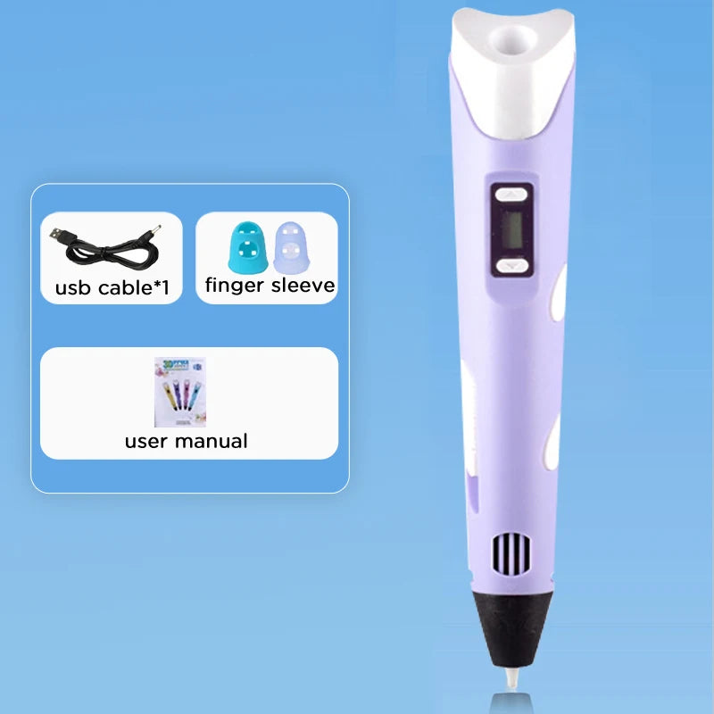 3D Pen With LCD Screen Compatible PLA Filament Toys 3D Drawing Printing Pen for Children DIY Christmas Birthday Gift