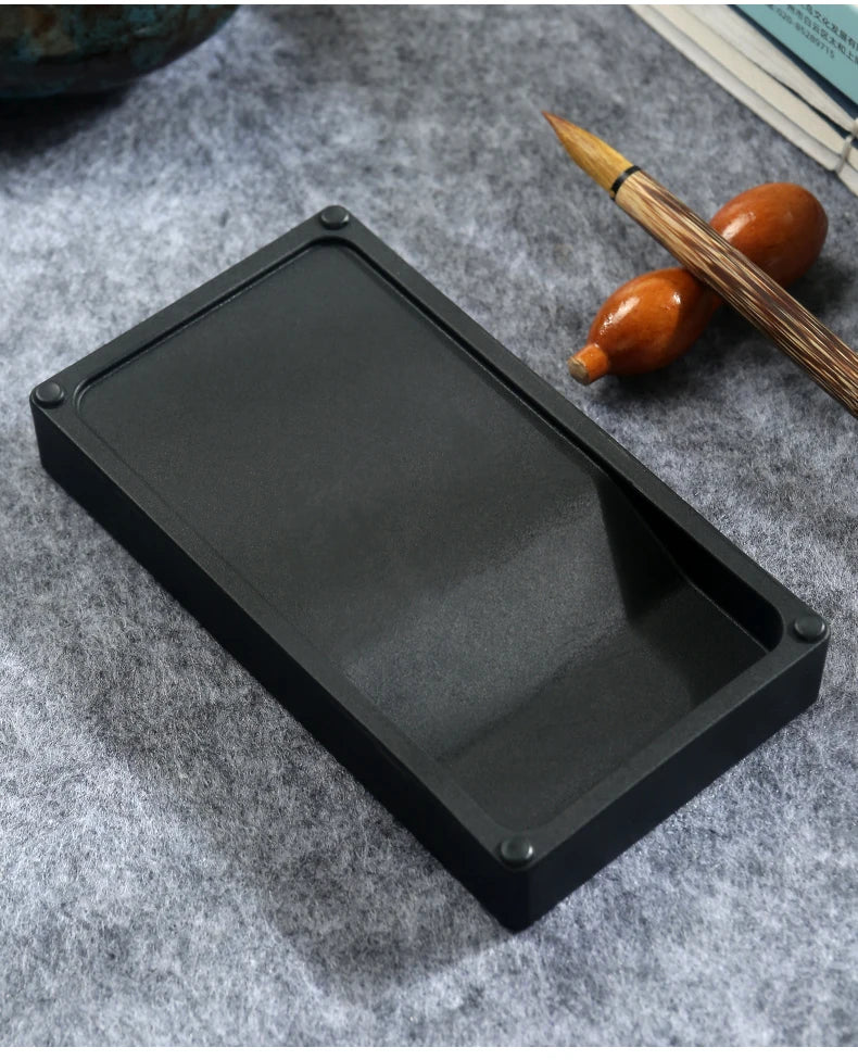 Multi-functional Inkstone Holding and Grinding Ink Anti-drop Portable Easy Clean Both Sides Usable Stationery for Students